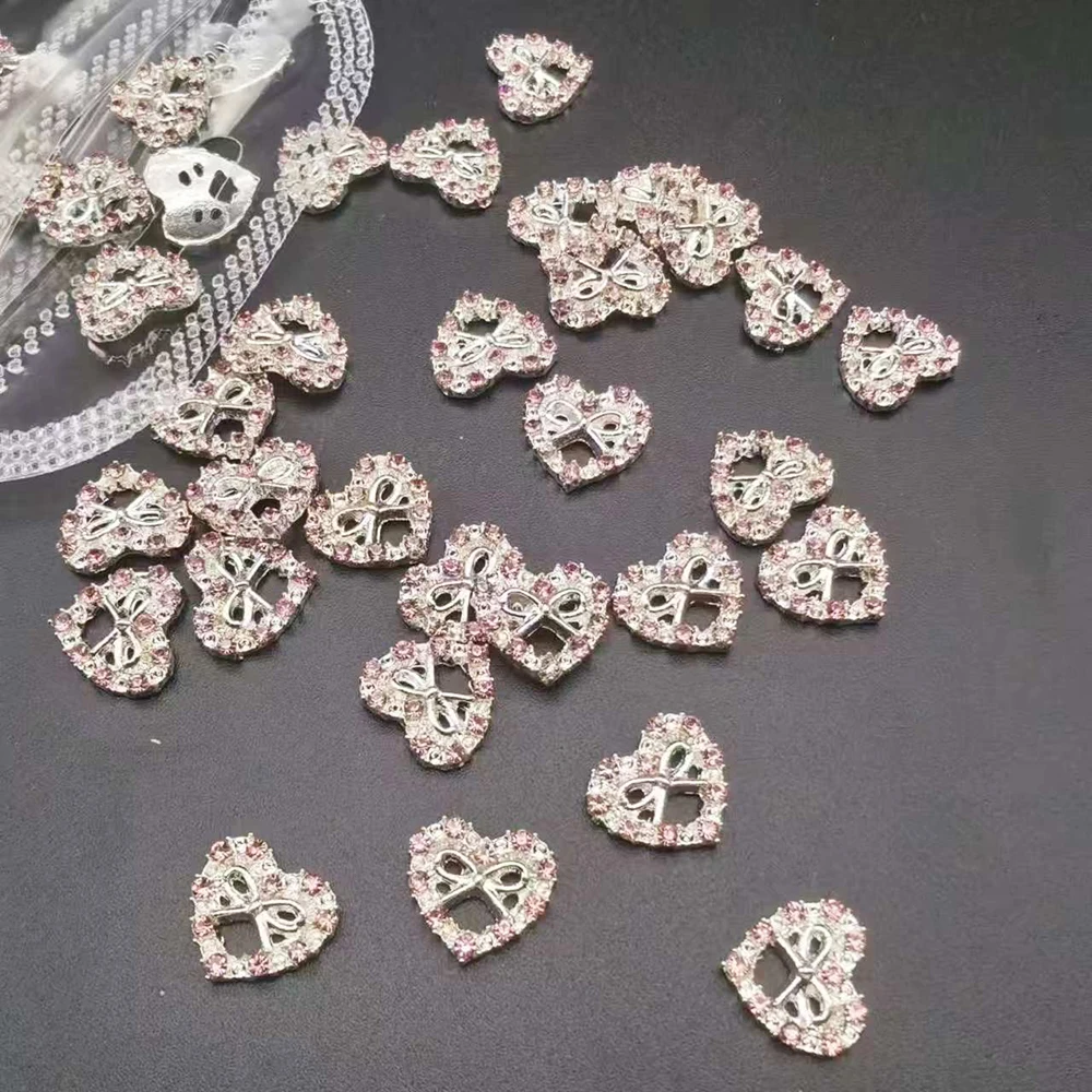 10 teile/beutel hohle Bowknot Herz Charms für Nägel Design Metall Diamant Liebe Herz Maniküre Dekoration Charms Luxus Nagel teile – Detail 2