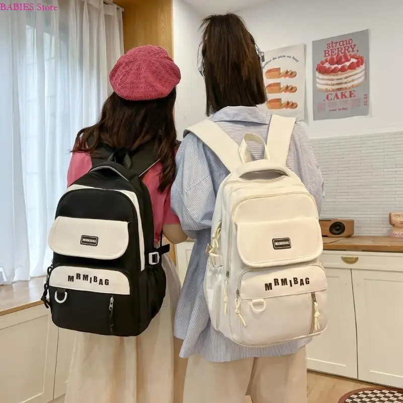 

C9GB Multifunctional School Daypack with Multi Pockets Contrast Color Nylon Backpack