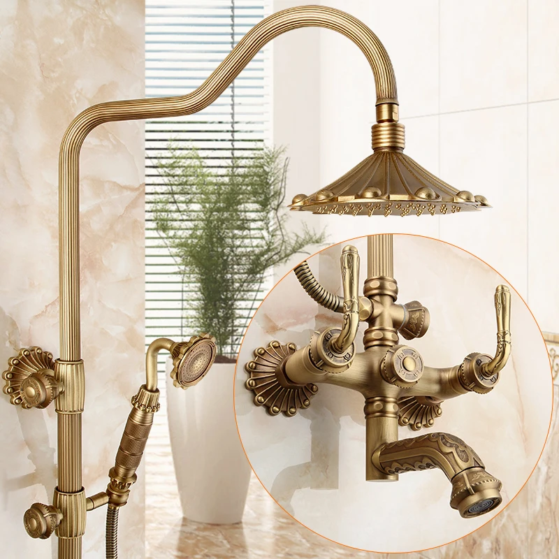 

Copper Antique Shower Shower Set European Retro Mid-Ancient American Bathroom