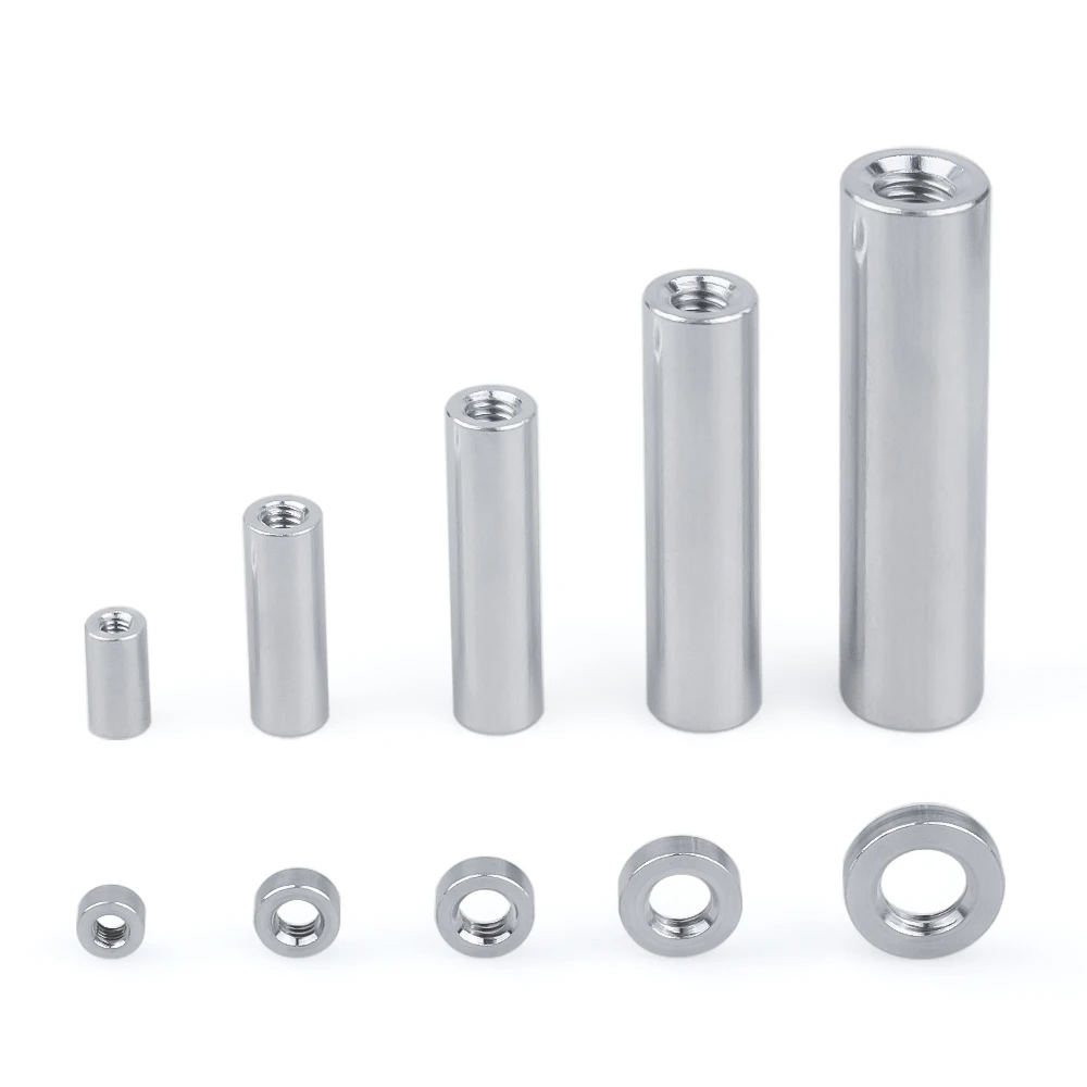 100pcs/Lot M3 M4 M5 M6 M8 Aluminum Threaded Round Spacers Flat Washer Bushing Gasket Spacer Sleeve Standoffs Length 3mm to 60mm