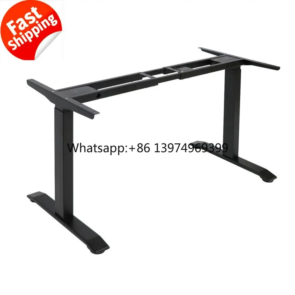 Office Black Ergonomic Motorized Dual Motors Leg Electric Height Adjustable Sit Standing Desk Frame