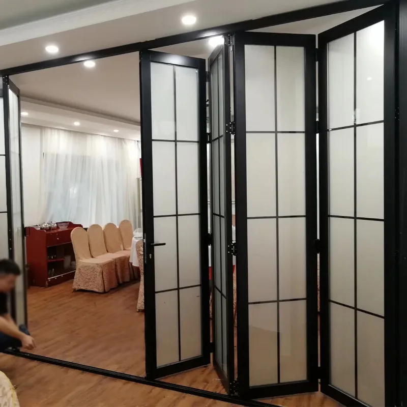 Adjustable Aluminum Folding Doors Glass Sliding Patio Bi Folding Door