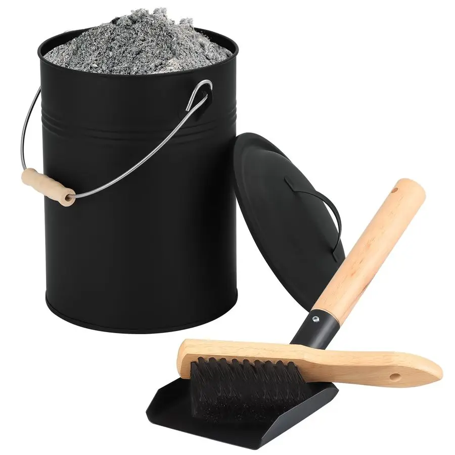 

2.5 Gallon Ash Bucket with Lid,Shovel,Broom and Screwdriver,Bucket Ash Can for Fireplace Fire Pits,Wood Stoves,Fireplace Galvani