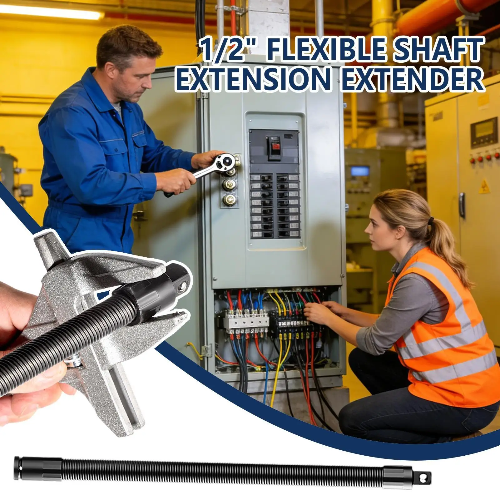 

Flexible Extension Bar 1/2in Ratchet Spanner Driver 360-degree Rotate Socket Wrench Extender For Bolt Fastener DIY Corner