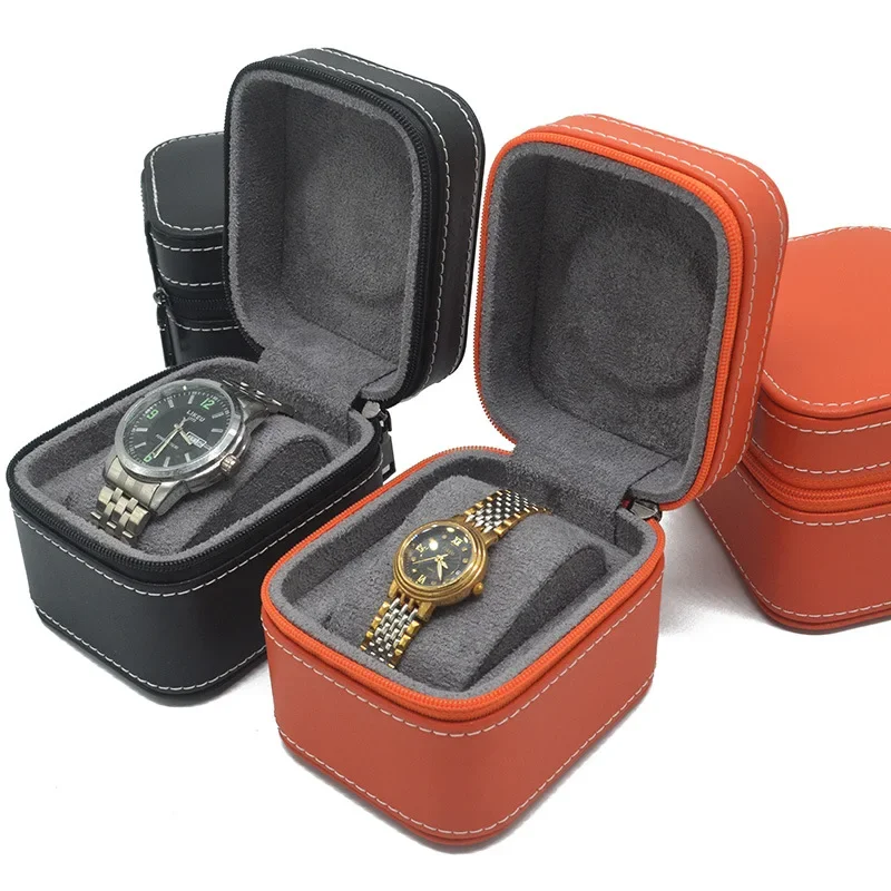 مشاهدة حالة السفر بو الجلود سستة ووتش مربع المنظم ووتش صندوق تخزين المجوهرات سلسلة تخزين عرض حالة هدية مربع