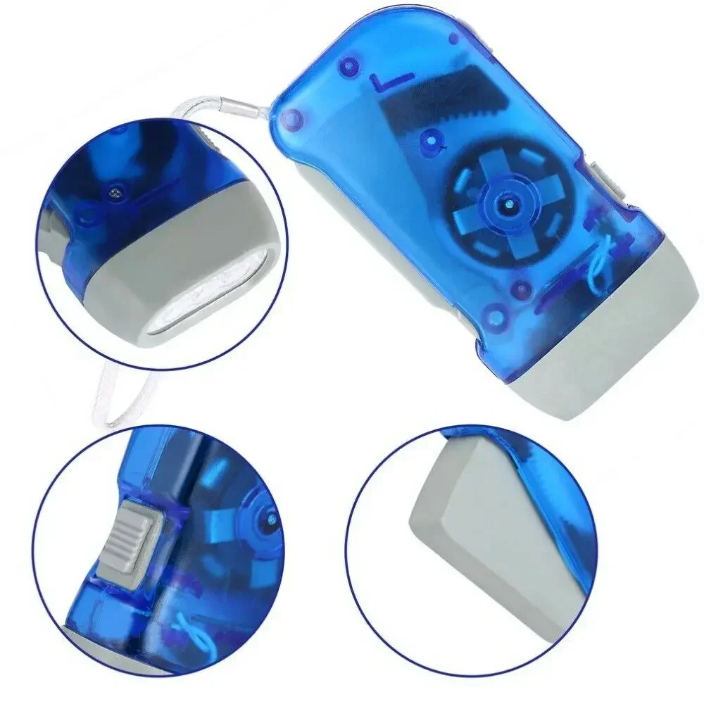 3 LED Dynamo Wind Up Flashlight Hand-pressing Crank NR No Battery Torch Camping Lamp Light for Outdoor Home Blue Red Yellow