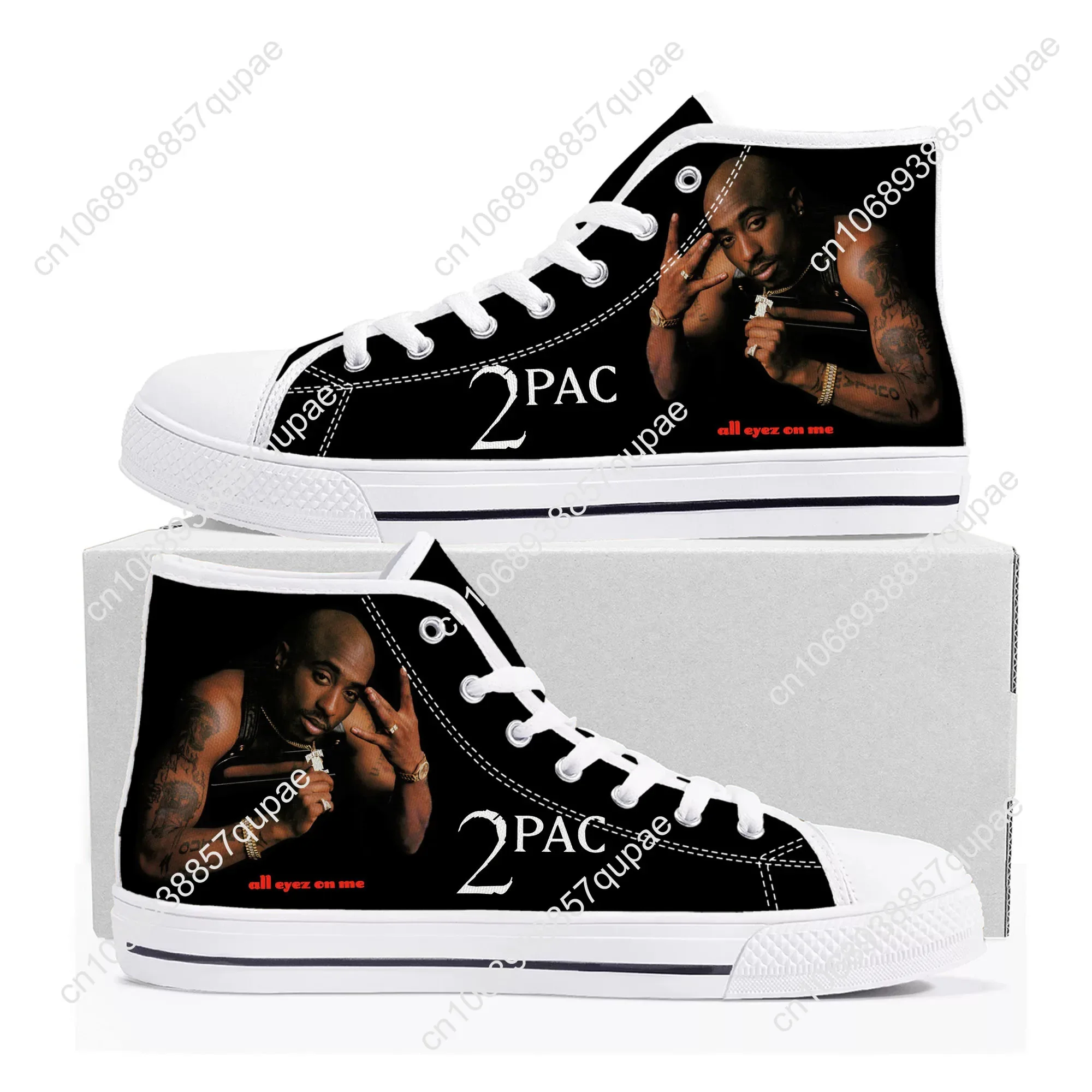 Rap 2pac Tupac High Top hochwertige Turnschuhe Herren Damen Teenager Canvas Sneaker alle Augen auf mich lässig Paar Schuhe benutzer definierte Schuh