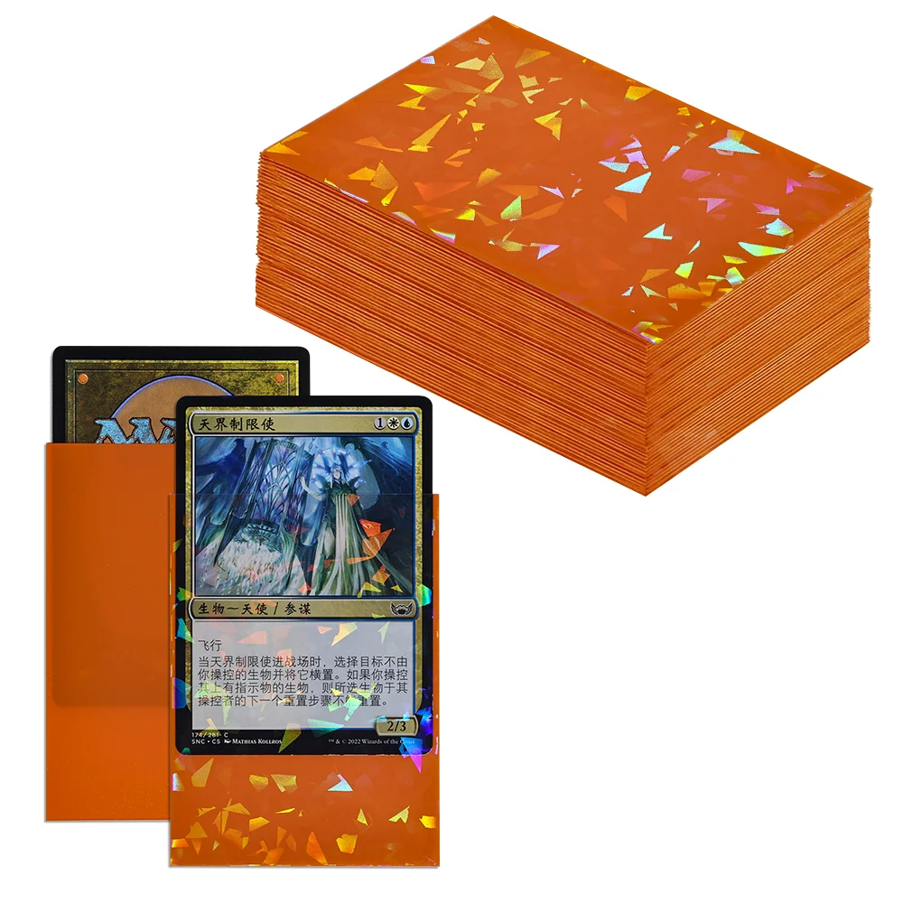 60 Stück holografische Kartenhüllen mit funkelndem Effekt, Standardgröße 66 x 91 mm, für TCG/MTG Idol-Foto-Sportkarten. Schützen Sie Ihre Karten. – Detail 4