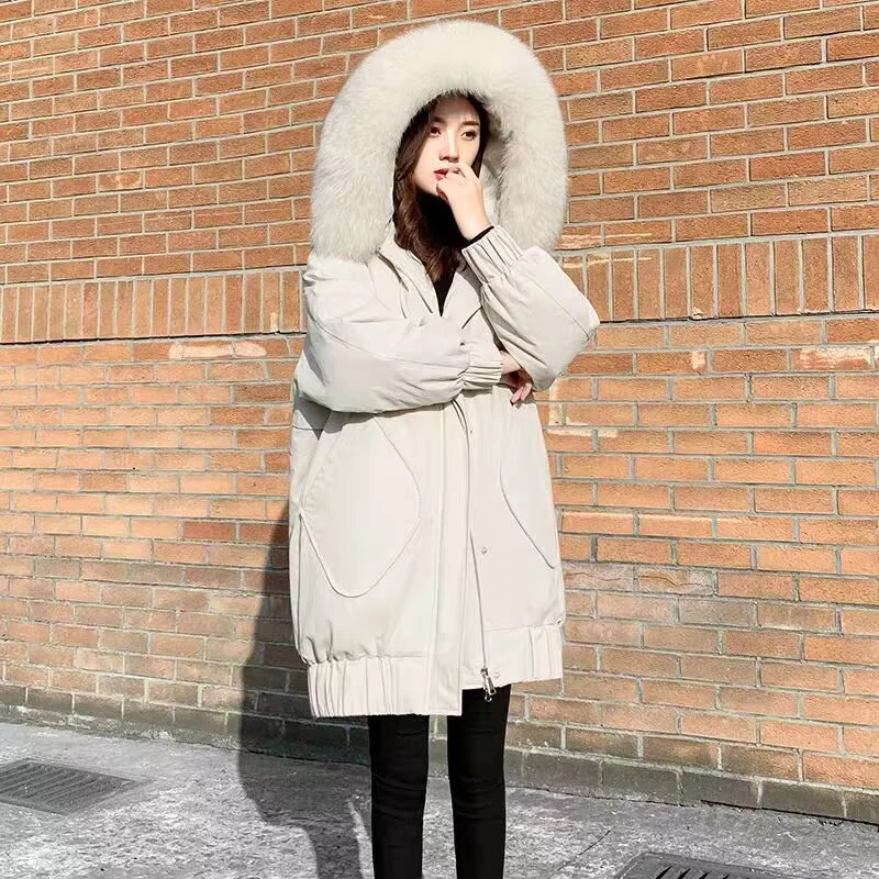 2021 NEW Winter Jacket Female Large Size Loose Black Down Cotton Pregnant Woman Coats Women\'s Cotton Quilted Parkas Overcoat