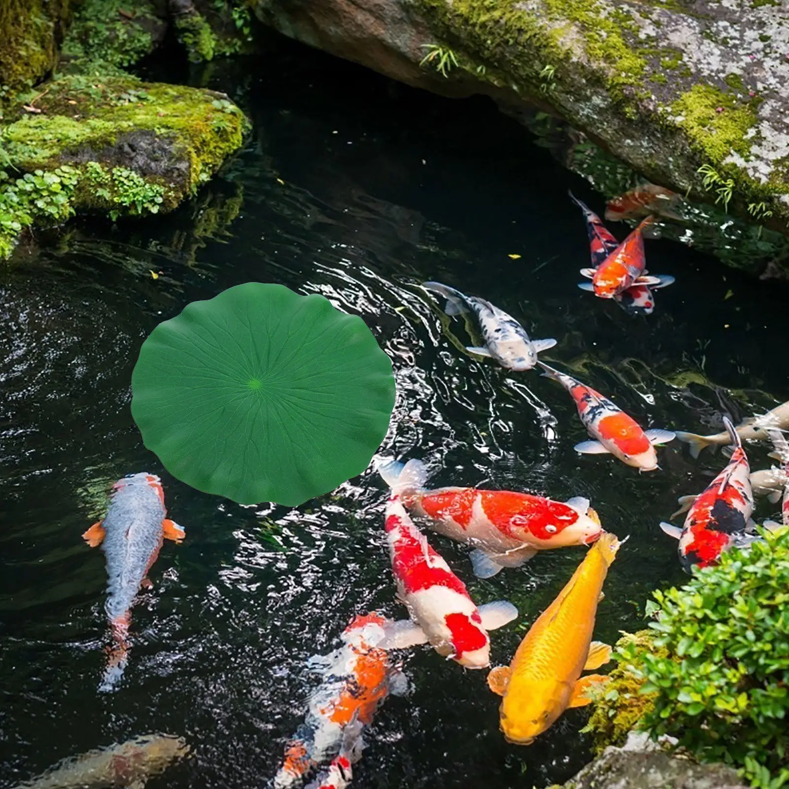 15Pcs Realistic Artificial Lotus Leaves Floating Pond Decor Green Safe for Fish Aquarium Garden Fountain Water Feature