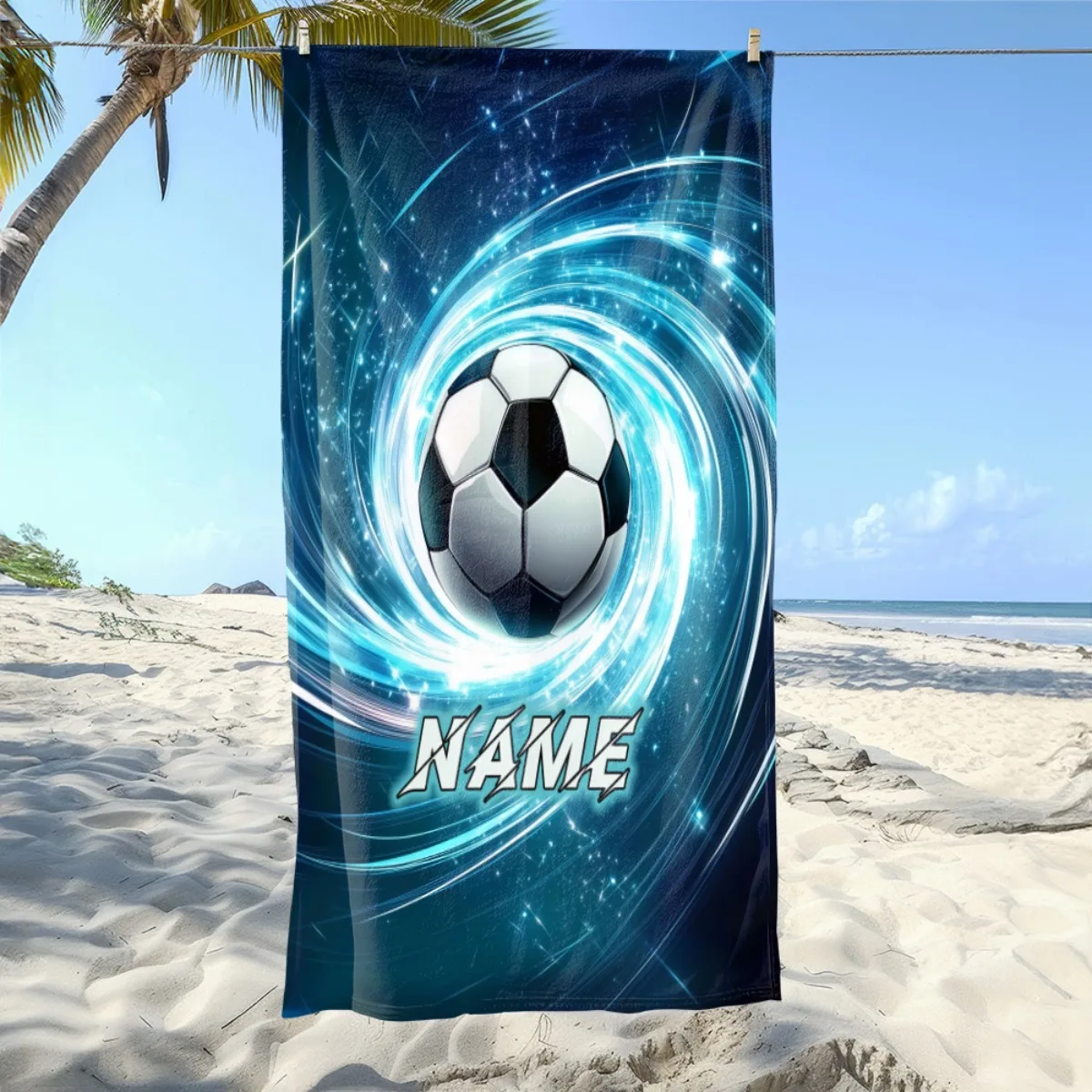 カスタムサッカービーチタオル-パーソナライズされた名前入り-160x80cm-マイクロファイバーバスタオル-オールシーズン対応-ソフト吸水ブランケット