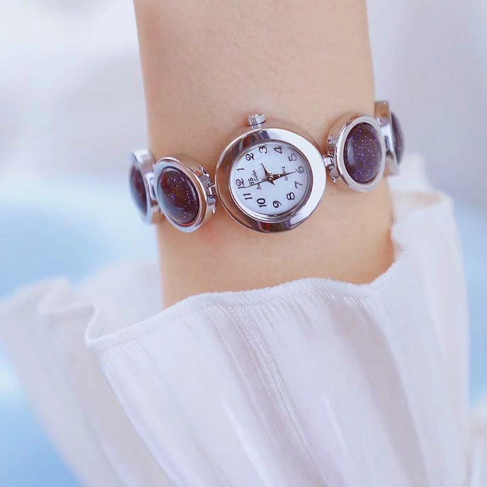 BS ใหม่ผู้หญิงนาฬิกาควอตซ์-Star Sand Stone นาฬิกาสุภาพสตรีสุภาพสตรีนาฬิกาข้อมือของขวัญผู้หญิง Relogio Feminino