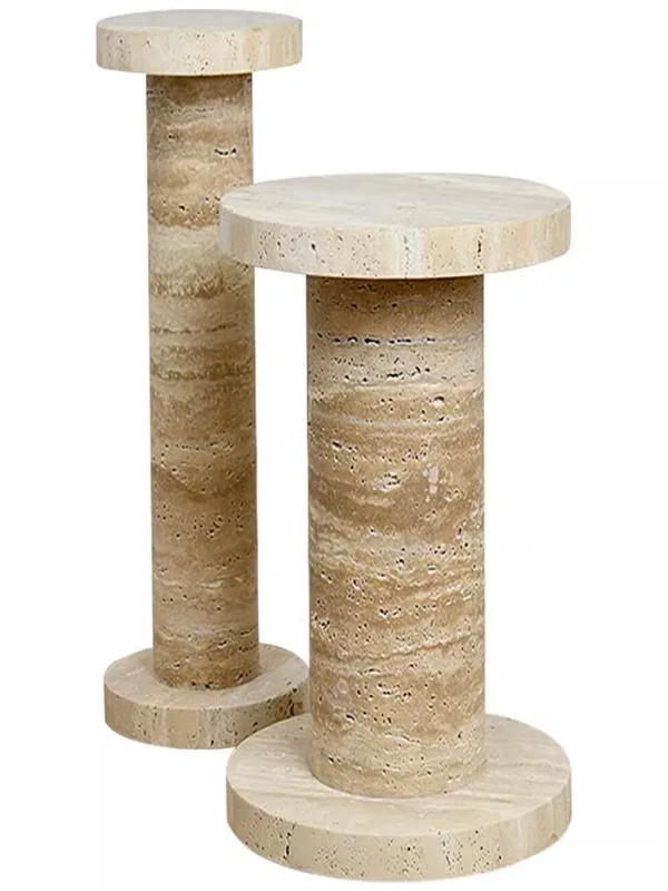 

Simple natural travertine edge combination wabi sandy wind light luxury living room model room sofa