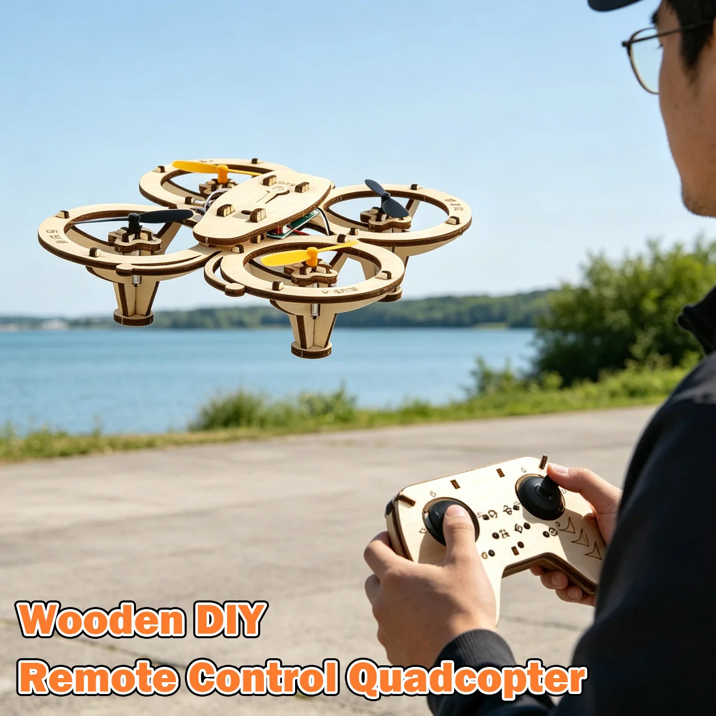 RC Drone Wooden DIY Assembly Remote Control Quadcopter Radio Controlled Handmade Helicopter Model Dron for Adults Birthday Gifts