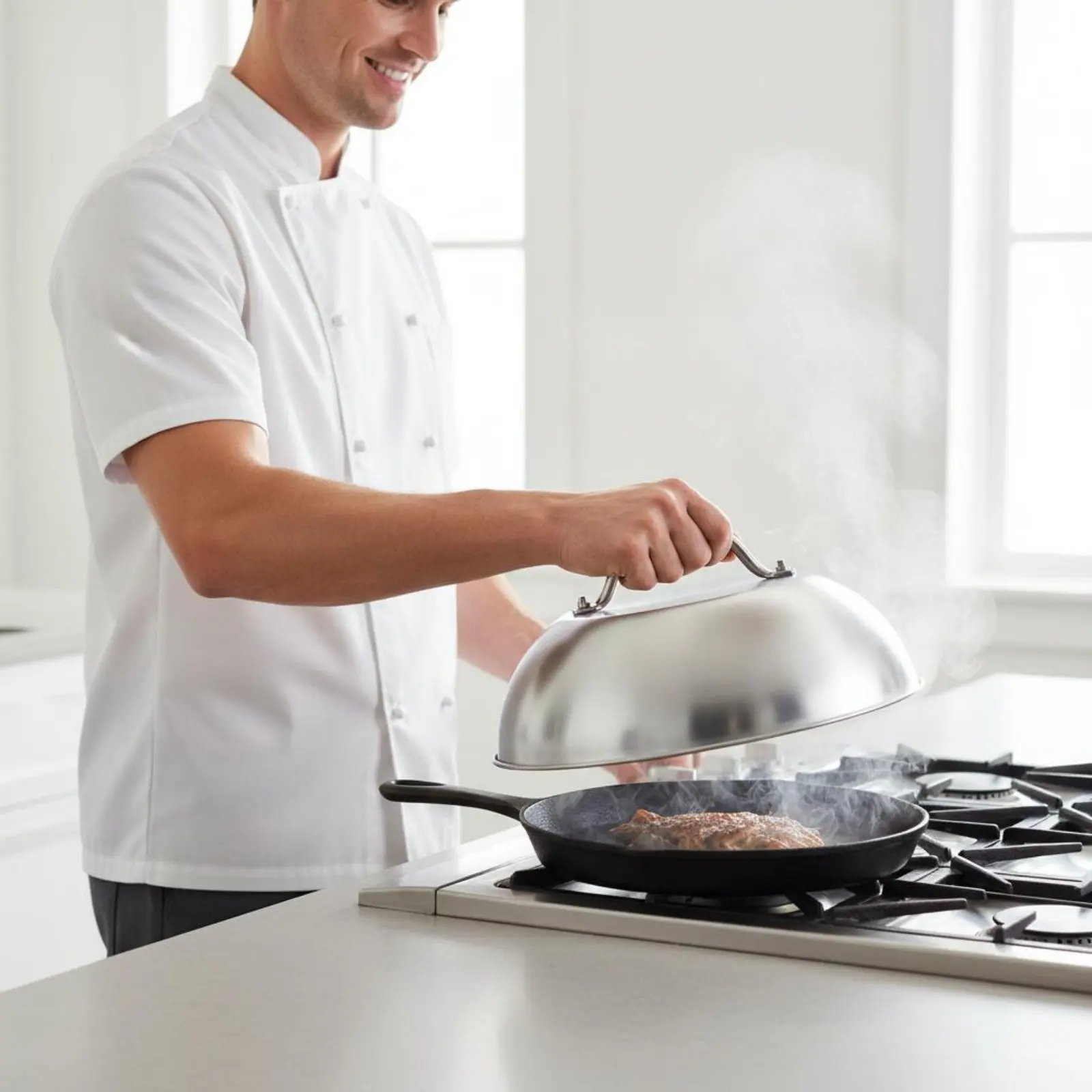 Stainless Steel Pot Lid Heat Retention Stainless Steel Melting Dome Griddle Basting Cover Long-Lasting Cookware Accessory