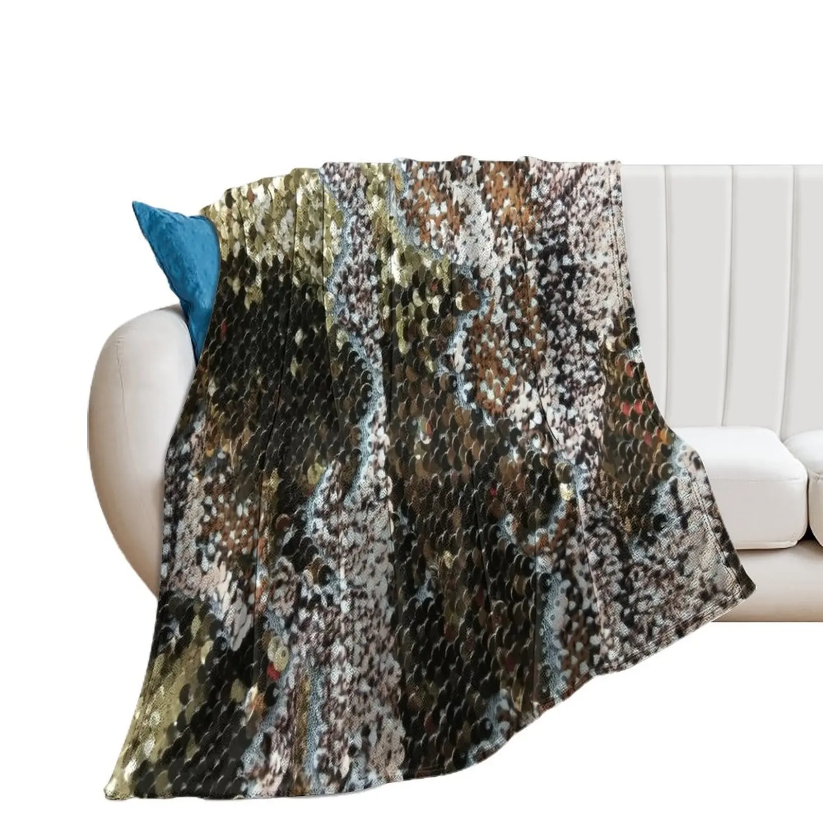 

Sequins in Snake Skin Pattern Throw Blanket Decorative Sofa Beautifuls Camping Thins Blankets