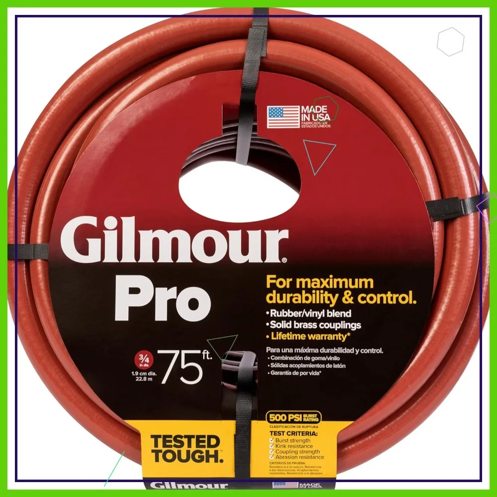 

75ft Heavy Duty Garden Hose, Kink Resistant, 400 PSI Burst Strength for Commercial & Home Use