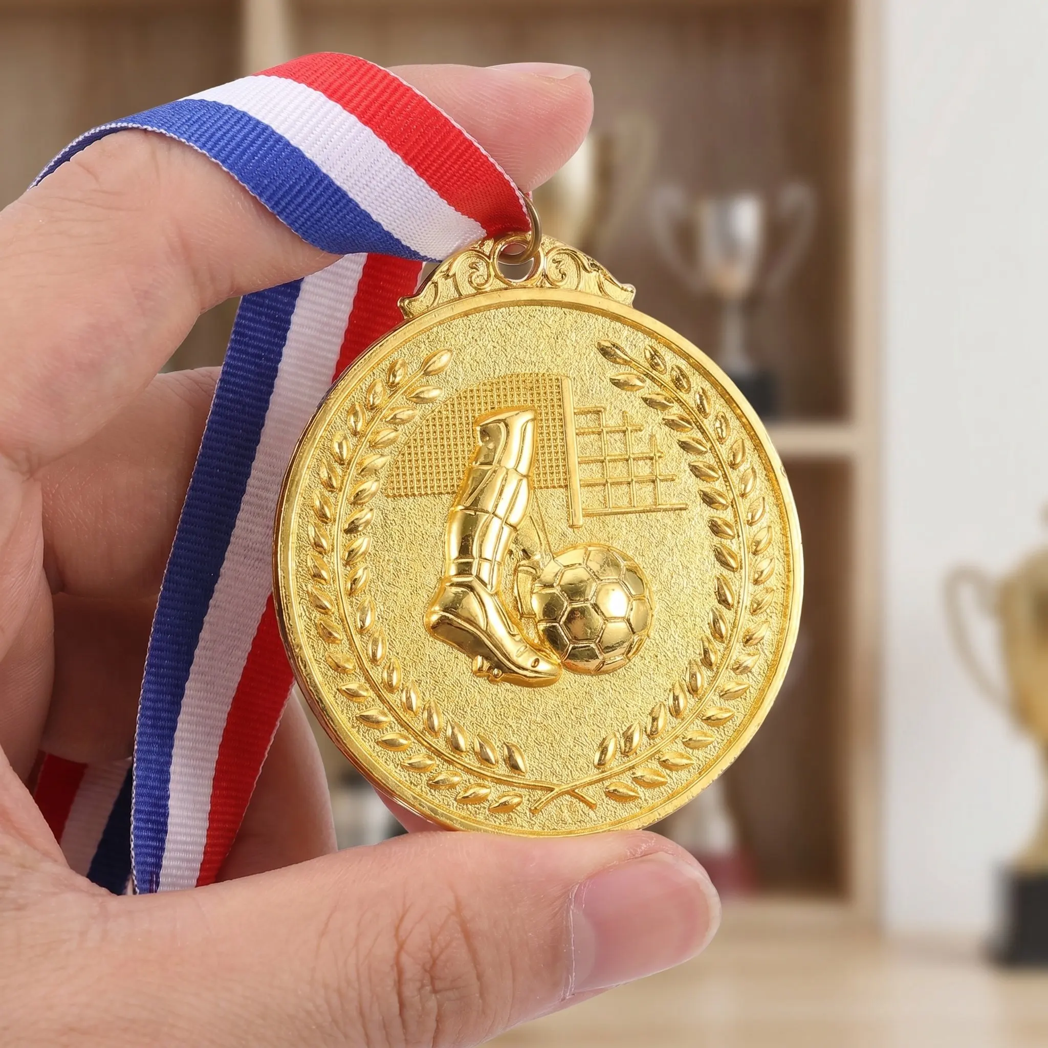 12Pcs Kids Soccer Team Awards Metal Medals Set Comfortable Ribbon Participation Prizes Youth Sports Competition Celebration