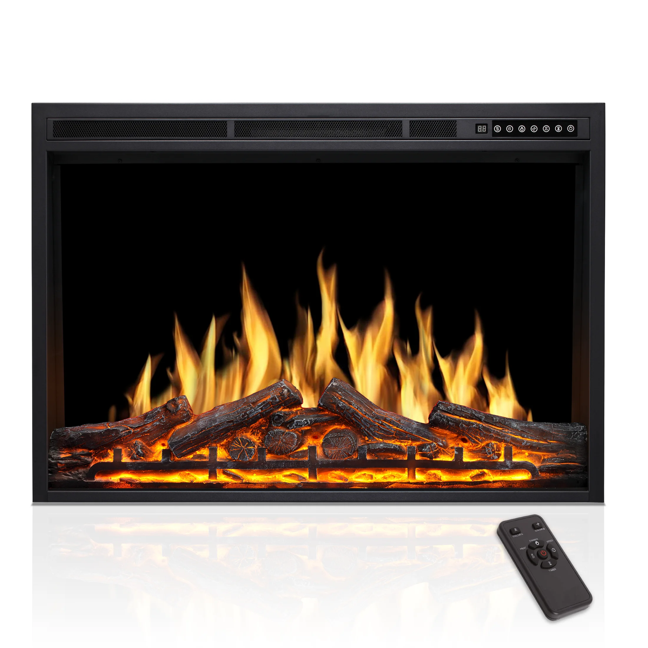 

Энергосберегающая вставка для электрического камина в помещении, железный лист, задний воздухозаборник с реалистичным пламенем для домашнего или использования в отеле