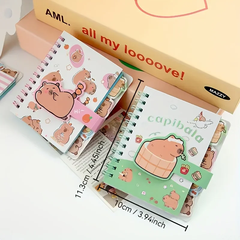 1pcs Cartoon Capybara Spiral Notebooks with Perforated Pages, Kawaii Notebook,  Office Accessories.