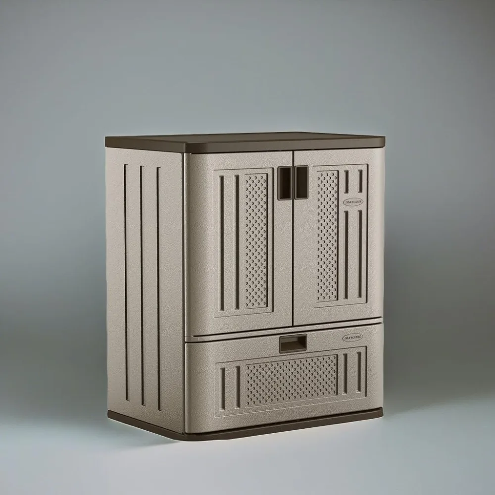 Indoor/Outdoor Resin Single-Drawer Storage Cabinet, Platinum Metallic, 30 L x 20 W x 36 H inches