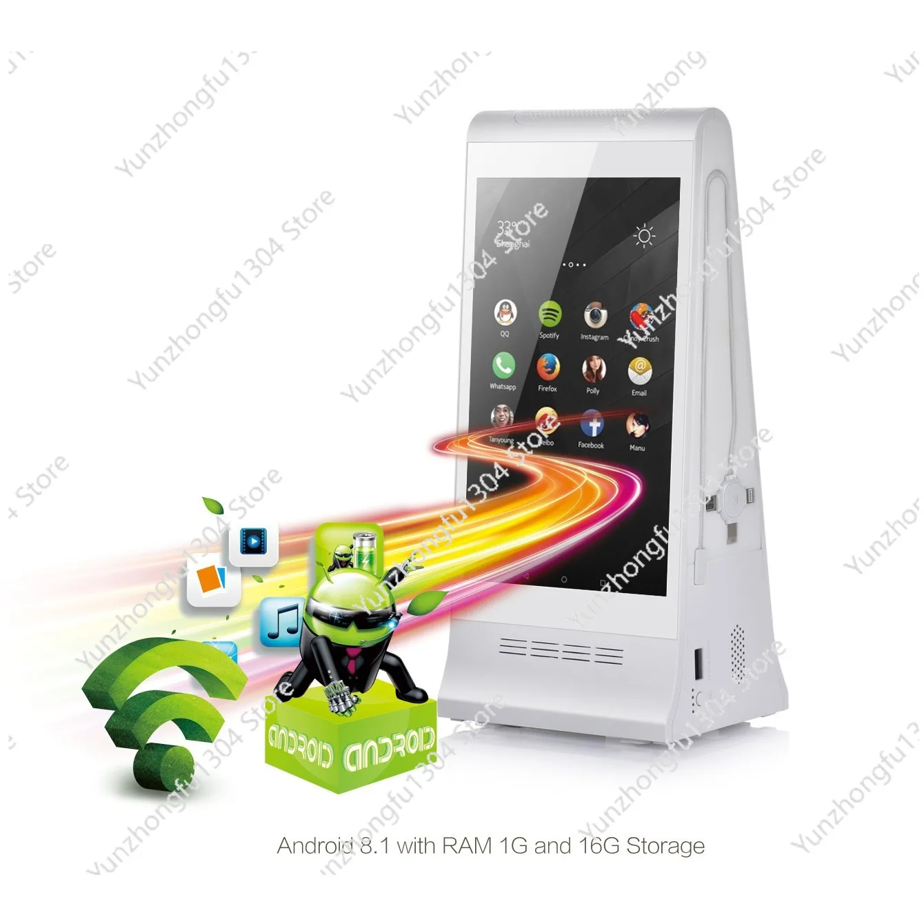 FYD-868P Smart Android 7.1 تشغيل إعلان طلب المكالمات الكل في واحد مطعم شحن آلة الإعلان على الوجهين