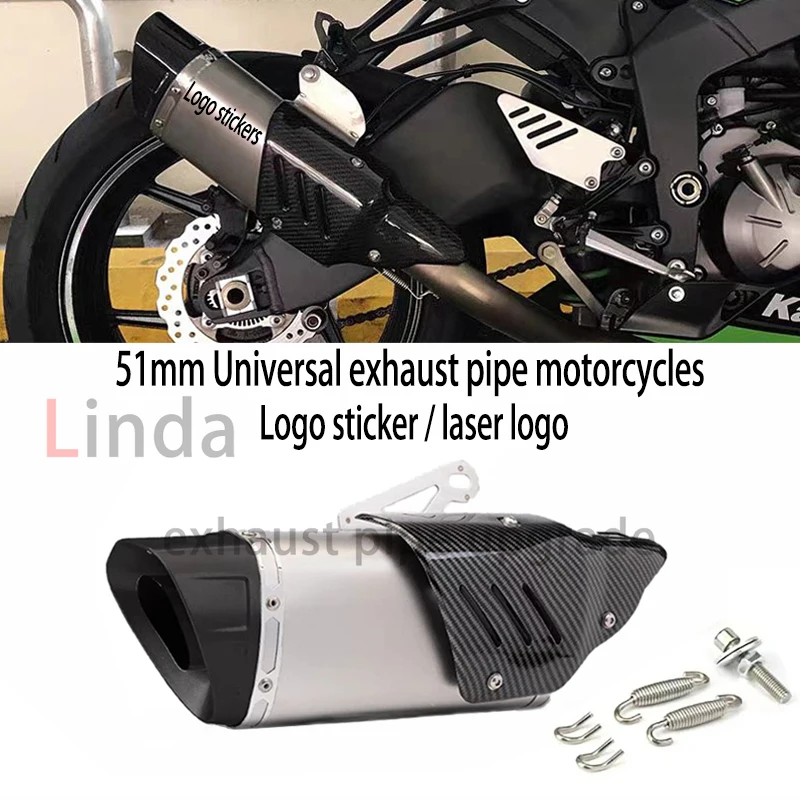 

For YAMAHA R6 R3 Ninja Z400 250 Z900 ZX6R With AK logo sticker Universal 51mm Motorcycle Exhaust Muffler Escape Silencer