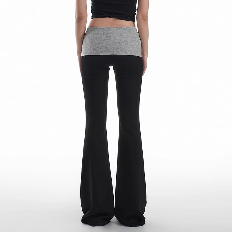 2025 Pantalones de Yoga de cintura alta de diseñador elegante para mujer, pantalones acampanados adelgazantes de retales para mujer, pantalones de chándal informales de pierna recta