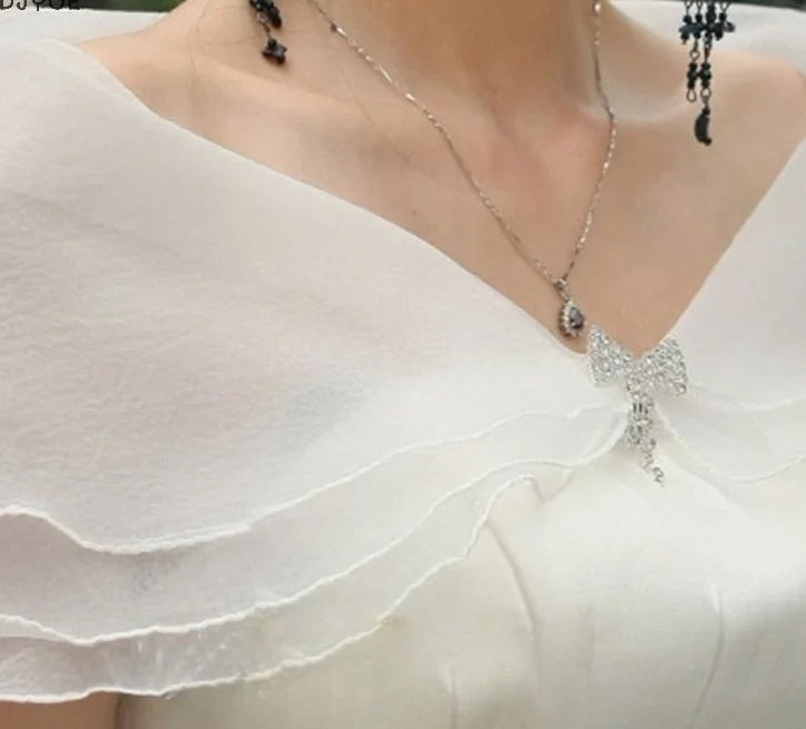 【DJyoe】Damska narzutka na ramię na wieczorne przyjęcie, jednolity kolor, szal, narzutka na sukienkę, peleryna na ramiona na wesele, lekka narzutka na ramiona