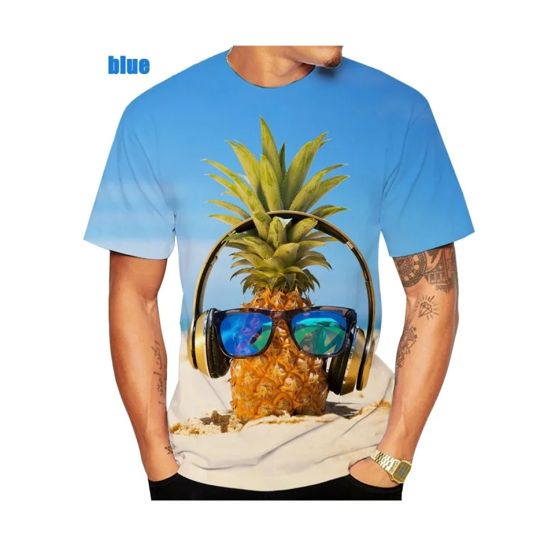 Summer Hot Sale Men's Pineapple Pattern Tshirt All Over Print Funny Short-sleeved Creative T Shirts Mens Short Sleeve Tshirts