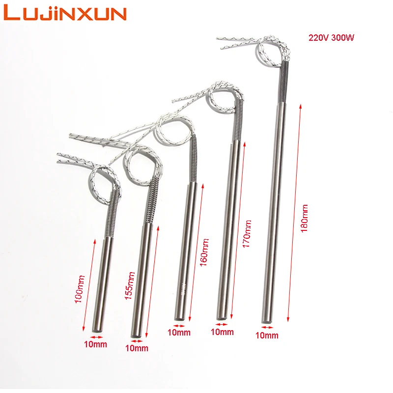 LUJINXUN 220V 300W 304SS Igniter Hot Rod 10x100-180mm Single Head Straight Heating Tube Wood Pellet Stove Parts 1PC