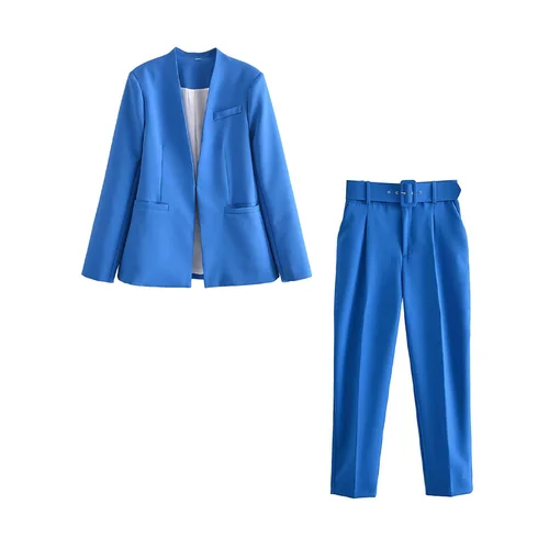 Imagen 2 del producto Chaqueta de traje multicolor ajustada con solapa de temperamento para mujer, pantalones, ropa informal para primavera y verano