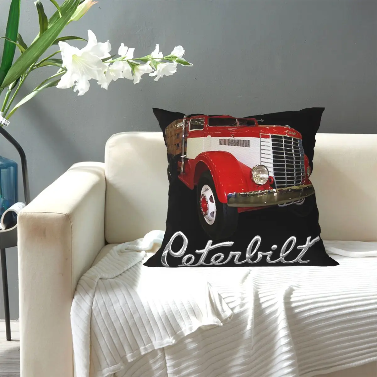 1939 Peterbilt Model 334 Stake Bed Square Pillowcase Pillow Cover Cushion Zip Decorative Comfort Throw Pillow for Home Sofa