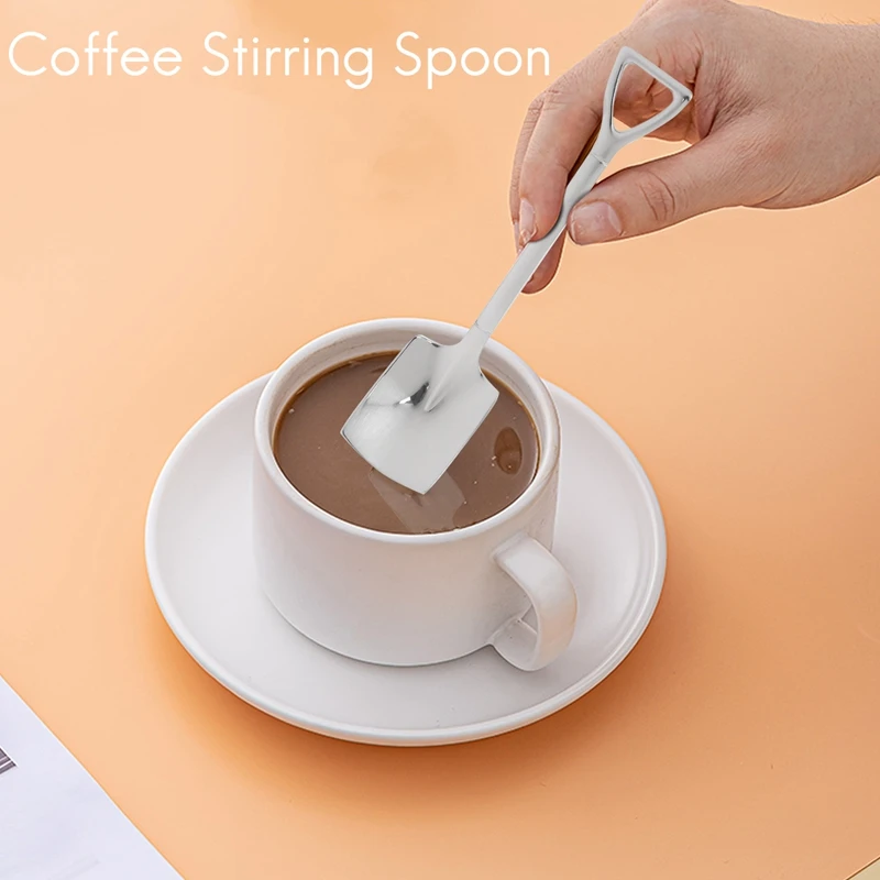 12PCS Creative 304 Stainless Steel Spade Spoon Cake Dessert Spoon Watermelon Spoon Coffee Stirring Spoon