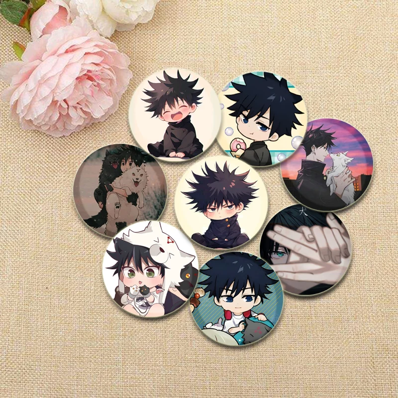 

Fushiguro Megumi Tinplate Pins Round Cartoon Brooches for Backpack Cothes Accessories Anime Collection Badge Hat Decoration