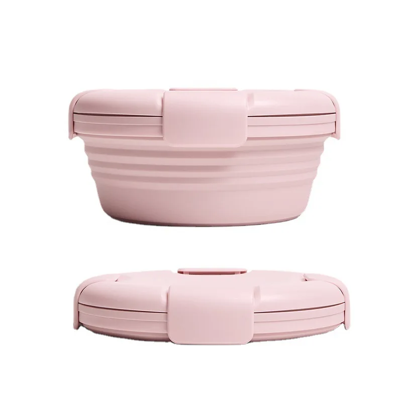 Silicone Folding Lunch Box Travel Bowl Portable Noodles Bowl Outdoor Foldable Picnic Salad Bowl with Lid Cocina Cuisine Tools