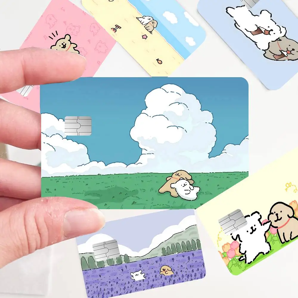 Maltese & Retriver Anime Young Creidt Card Debit Card Sticker Film Case Front Tape for Small Big Chip No Chip