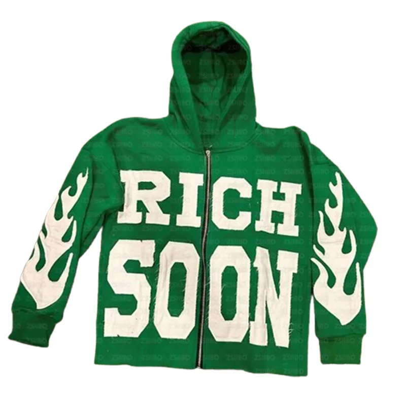 معطف أنيق للرجال من Rich Soon Y2K Goth Harajuku سترة فضفاضة غير رسمية للزوجين ملابس خروج جديدة سترات مطرزة بأحرف أبجدية عتيقة