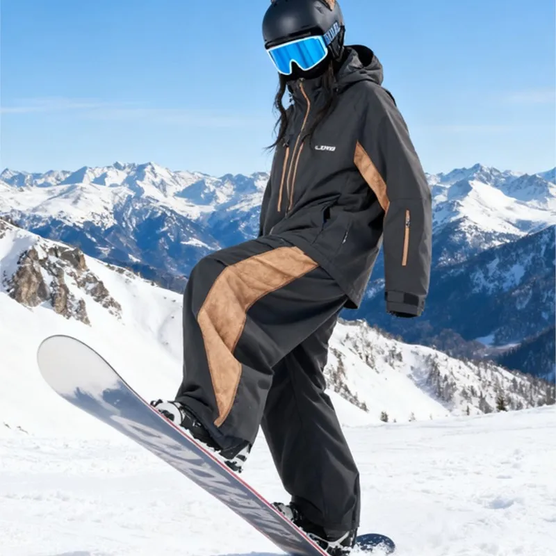сноубордический костюм женский Brown Ski Suit Female 2026 Winter New Outdoor Windproof Waterproof Cold-Proof Snow Suit