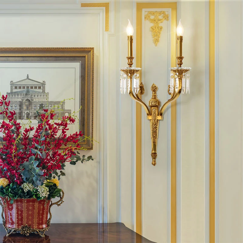 European Copper Villa Living Room Lighting Dining Living Room Decoration Sconce Wall Lamp