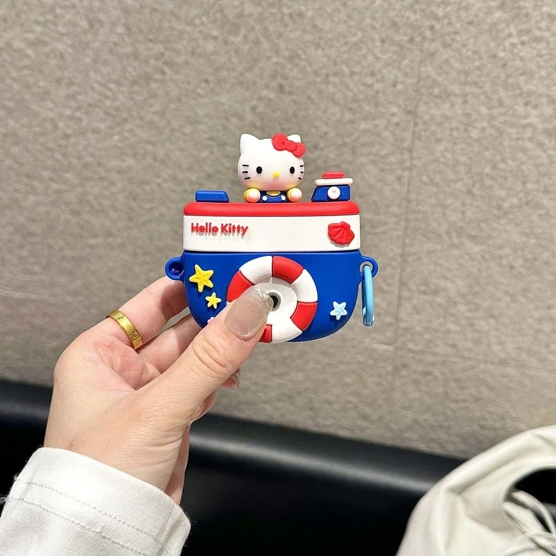 3Dキュートサンリオハローキティカメライヤホンケース AirPods 1/2/3/4/Pro/2 ワイヤレスBluetoothヘッドセット保護ソフトカバー