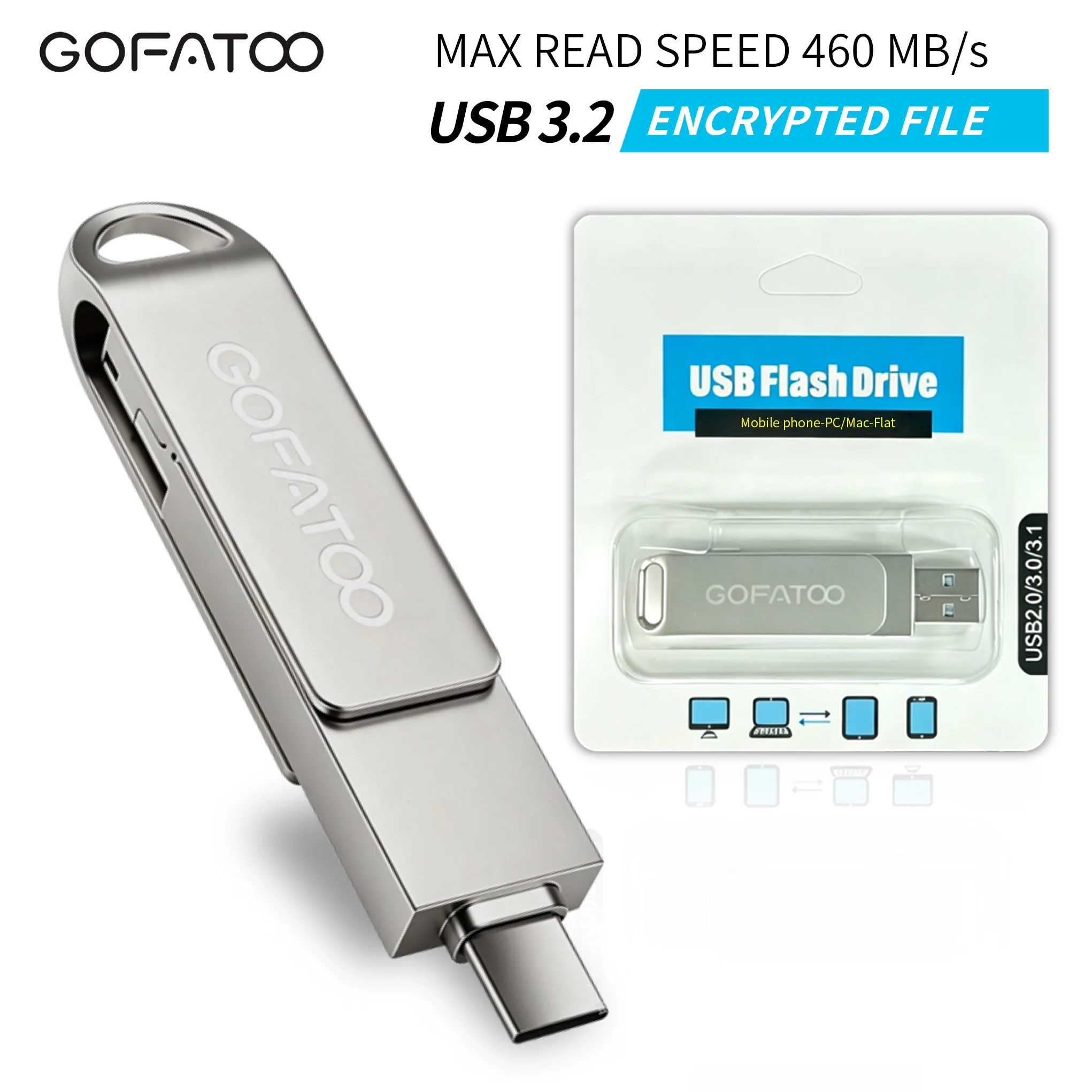 gofatoo-回転可能な-2‑in‑1-デュアルドライブ-pssd-usb-32-gen1-type‑c-フラッシュドライブ-最大-460mb-s-32gb-64gb-128gb-256gb-電話-pc-ラップトップ用