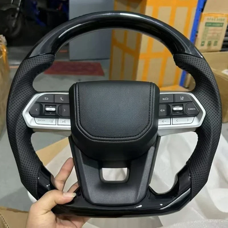 With Heating Carbon Fiber Leather Car Steering Wheel For Toyota Land Cruiser 200 2008-2021 Upgrade LC300 2022 2023 LC200