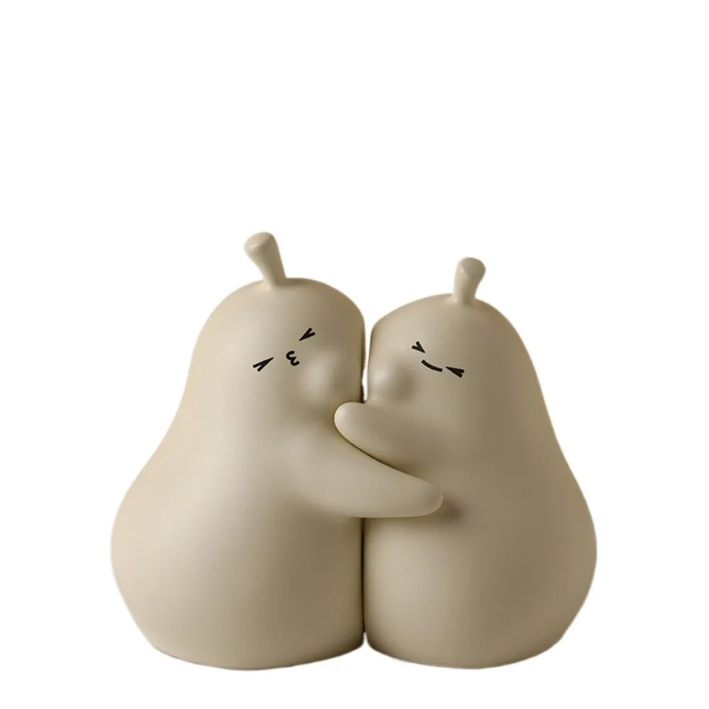 

2pcs Ceramic Hug Pear Book Stand Cute Multi-Functional Pear Decorative Bookends Modern Creative Miniatures Figurine Desktop