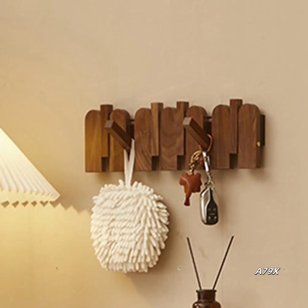 

Wood Wall Mounted Coat Rack With Decorative Hook Clothes Hat Key Hanger Closet For Living Room Furniture