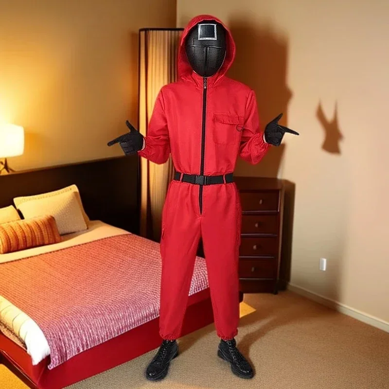 Costumi classici Cosplay Abbigliamento sportivo rosso Giocattoli Accessori per calamari Spettacoli per feste Set completo di maschere Regali Oggetti di scena