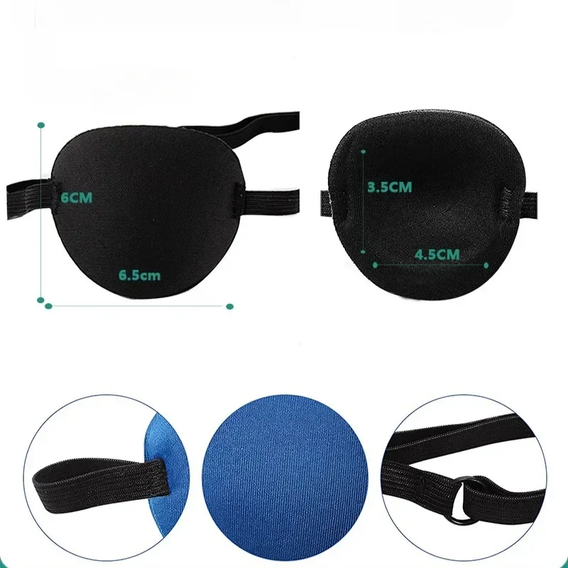 Black Single Eye Patch Adjustable Soft Amblyopia Lazy Eye Patches for Left or Right Eyes Concave Eye Patch for Adults Kids 안대