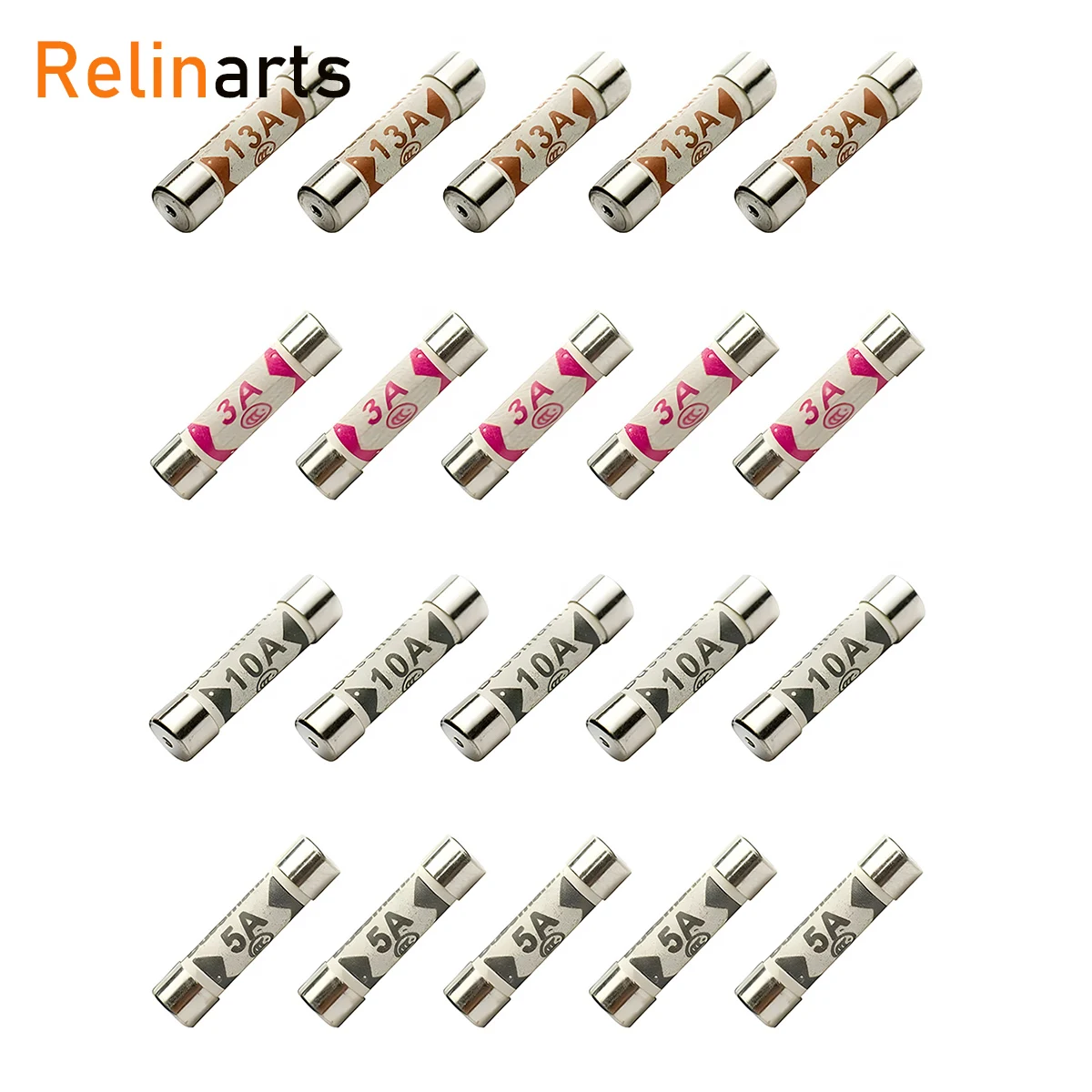 5/20Pcs  BS1362 Ceramic Tube Fuses Assortment Kit 6.3x25mm 240V 3A 5A 10A 13A Single Mixed Optional