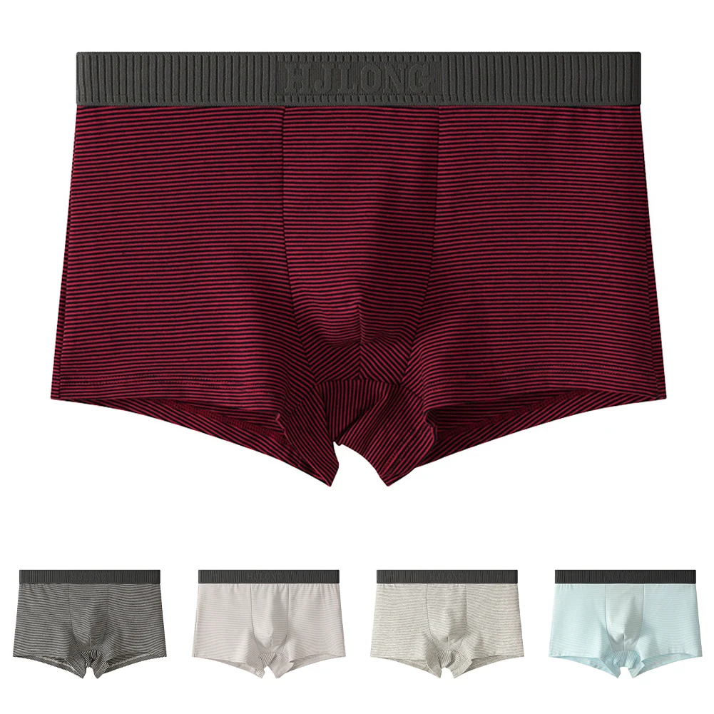 Men's Cotton Boxers with Breathable Pouch Stripe Design Underwear Briefs Offering Soft Fabric and Comfortable Fit