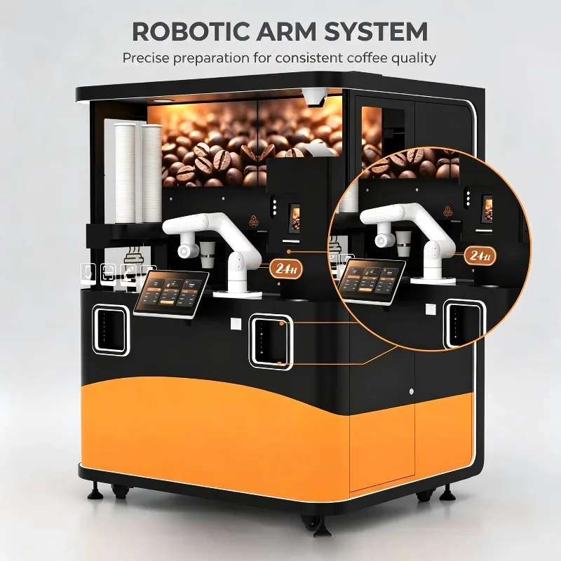 Intelligent Latte Art Robotic Arm Coffee Machine Fully Automatic Freshly Ground Custom